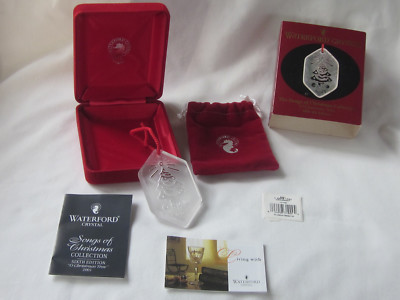 Waterford 2001 6th Ed Songs of Xmas Ornament O'Christmas Tree Sleeve Pouch MIB