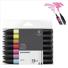 set 12+1 pennarelli promarker pantone doppia punta colori set 2 winsor newton 