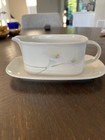 MIKASA Intaglio CAC 90 Long Stems Gravy Sauce Boat Under Plate 2 Piece Set EUC — photo 1