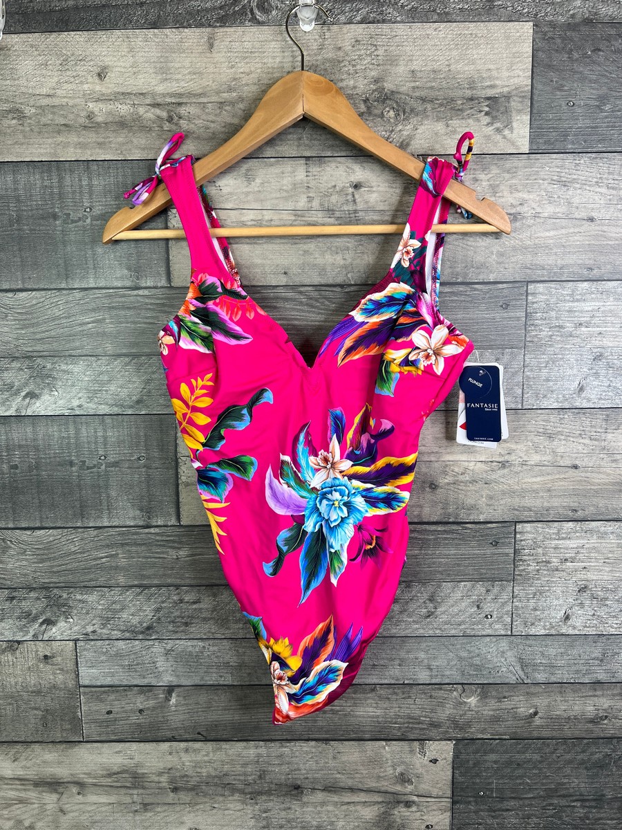 Fantasie Swimsuit Size 32DD Pink Floral Halkidiki Plunge Swimming