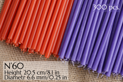 300 Stück Wachskerzen, rot + lila Kerzen №60, Ritualkerzen, Kerzenset - Bild 1 von 5