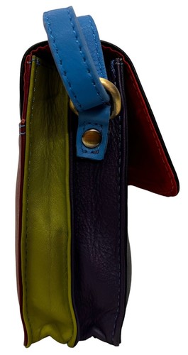 Rowallan Of Scotland Small Leather Rainbow Coloured 3 Section Crossbody Bag 2794 - Picture 7 of 8
