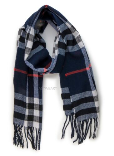 Men Women 100% Cashmere Scarf Check Tartan Plaid Wrap Scarves Winter Thermal - Picture 14 of 15