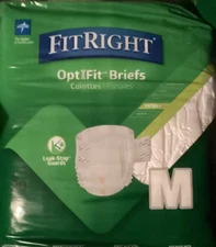 FitRight Medium Ultra Adult Diapers, Incontinence Briefs with Tabs, Heavy 20 