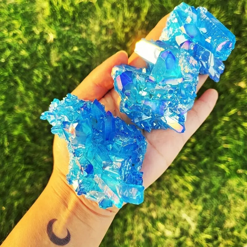 Small Titanium Rainbow Aura Quartz Rocks & Geodes Home Décor Small Titanium Rainbow Aura Quartz Rocks & Geodes Home Décor