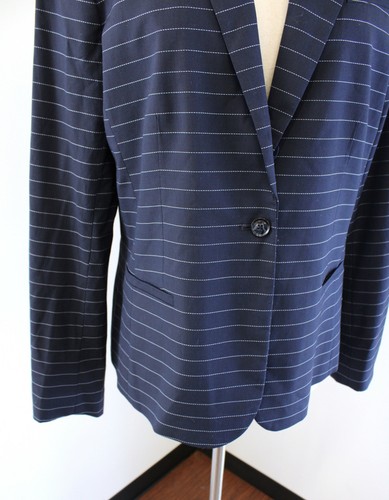 NWT Banana Republic Classic Blazer Navy Blue White Striped Pinstripe Jacket 14 - Picture 2 of 6