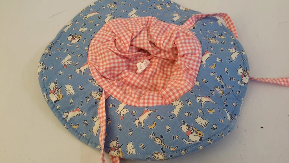 Sombrero para el sol vintage para bebé niño pequeño talla S correa para la barbilla 100 % algodón hecho en EE. UU. Foto 3 de 4