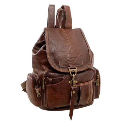 Women Vintage Look PU Leather Backpack School Purse Shoulder