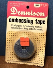 VINTAGE Dennison Embossing Tape Refill Replacement Roll - 12 Feet BLUE 3/8” NEW