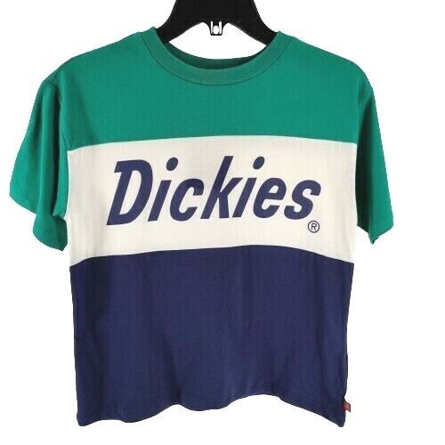 Dickies Damen grün blau Colorblocked Logo Grafik Print T-Shirt Top Größe XS - Bild 1 von 6