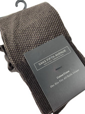 SAKS FIFTH AVE 2 PR MENS BROWN DRESS SOCKS TAN DOTS 1 SZ COTTON NYLON SPANDX NWT