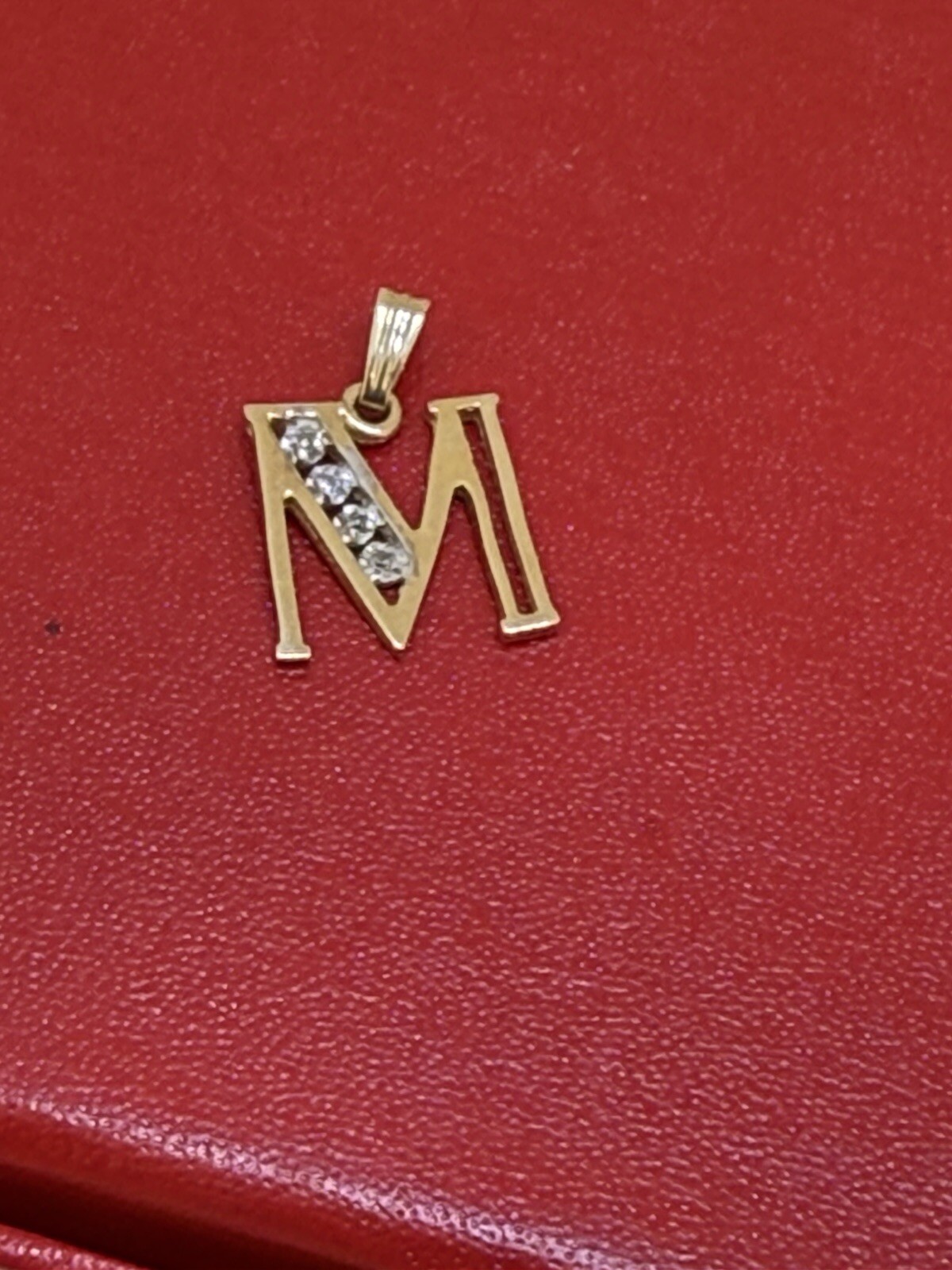 14k Solid Yellow Gold Letter Initial Diamonds Pen… - image 4