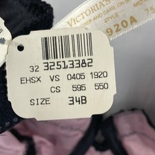 New Vintage Victoria Secret Gold Label Pink Black Lace Overlay Bra 34B NOS 1918A
