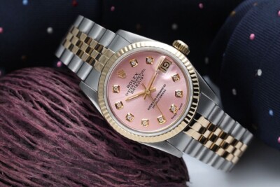 Rolex Datejust 31 mm Metallic Pink Diamond Dial Gold & Steel