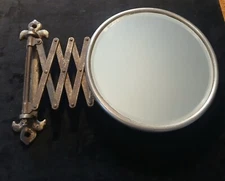 Vintage Accordion Style Shaving Mirror Art Deco Fleur de lis