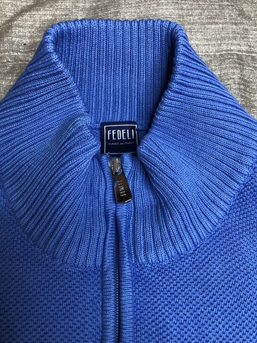 Fedeli Made In Italy Men’s 1/4 Zip Pullover Sweater 100% Cotton - Picture 5 of 8
