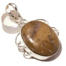 Venus Jasper Cabochon Oval Gemstone Silver Overlay Handmade Pendant A3626