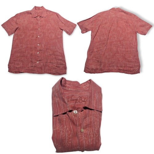 Tommy Bahama Silk Hawaiian Shirt Men's M Heather Red Short Sleeve Button Up EUC