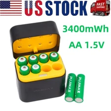 PUJIMAX 3400mWh Rechargeable AA 1.5V Lithium Batteries with 8-Slot Fast Charger