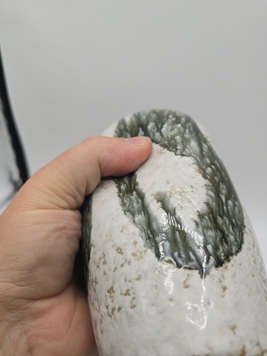 Pinched Pottery Vase Green And White Drip Glaze - Picture 9 of 24