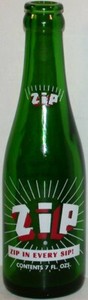 Vintage ACL soda pop bottle ZIP 1969 Zip in Every Sip slogan new old stock nrmt+
