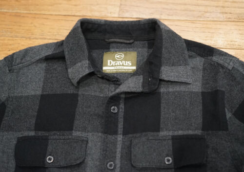 Dravus 100% Cotton Men's Small Black & Gray Button Up Long Sleeve Flannel Shirt