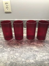 Set Of 4 - Ruby Red 20 Oz Tumblers By “Terrazzo”