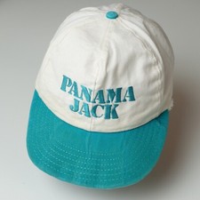 Vintage 90s Panama Jack Hat Cap Snap Back Teal Logo Adjustable Made in USA Blue