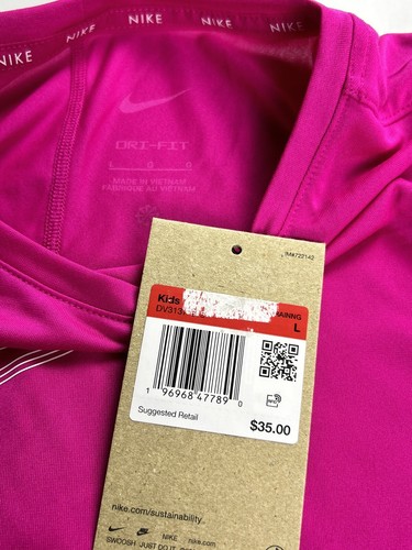 Nike Big Kids Dri-Fit Long Sleeve Training T-shirt, Pink Legend Size L, Soft NWT - Picture 3 of 7