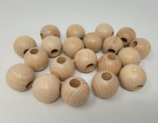 Lot of 20 Natural Wood Round Macrame Wooden Craft Plant Hanger Beads 1-1/4" 32mm