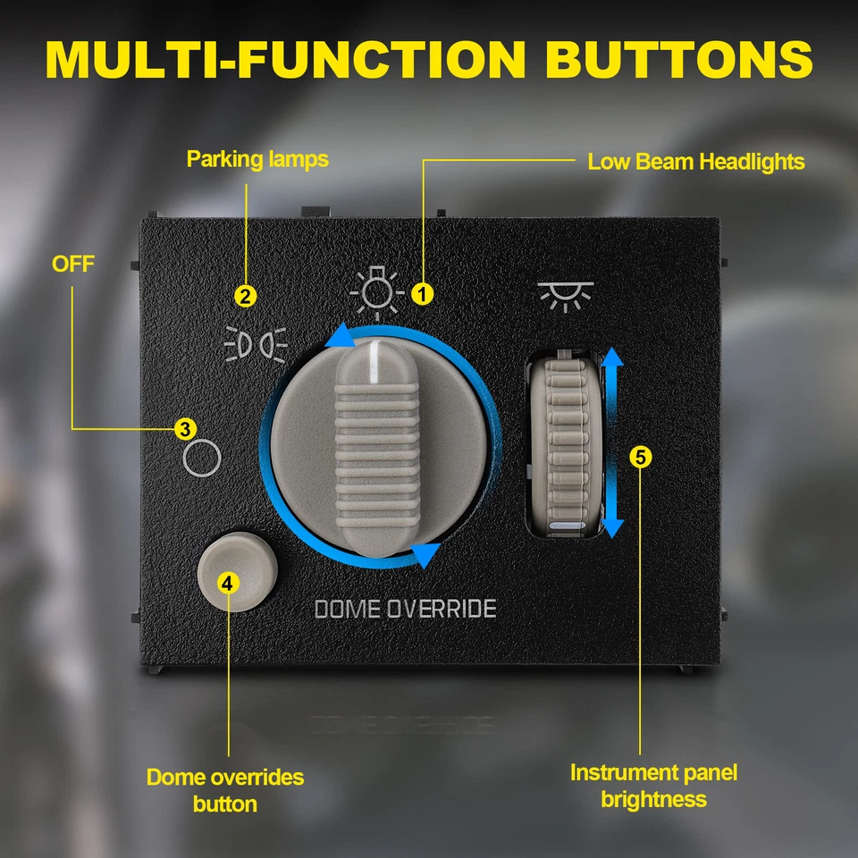 Interruptor de faros atenuador de faros para Chevy Silverado Tahoe GMC Sierra 1999-2002 Foto 3 de 4