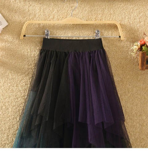 Women Elastic High Waist Mesh Tulle Tutu Skirt Layered Pleated Long Maxi Dress 0 - Picture 21 of 28