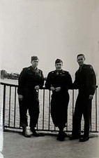 WW2 Photo GIs Standing Leaning Against Railing On Dock