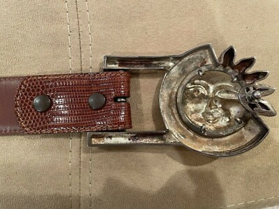 HUGE KIESELSTEIN CORD CELESTIAL SUN BUCKLE/BROWN LIZARD BELT  display picture 1