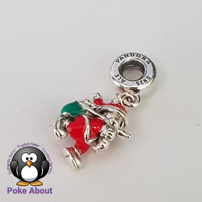 PANDORA Disney Santa Mickey & Gift Bag Sack Silver Charm 797501ENMX Christmas