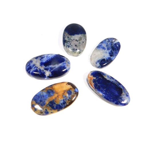 Pure Natural Wholesale Rare Sodalite Oval Cabochon 5Pcs Loose Gemstone 176.75Ct - 第 1/3 張圖片
