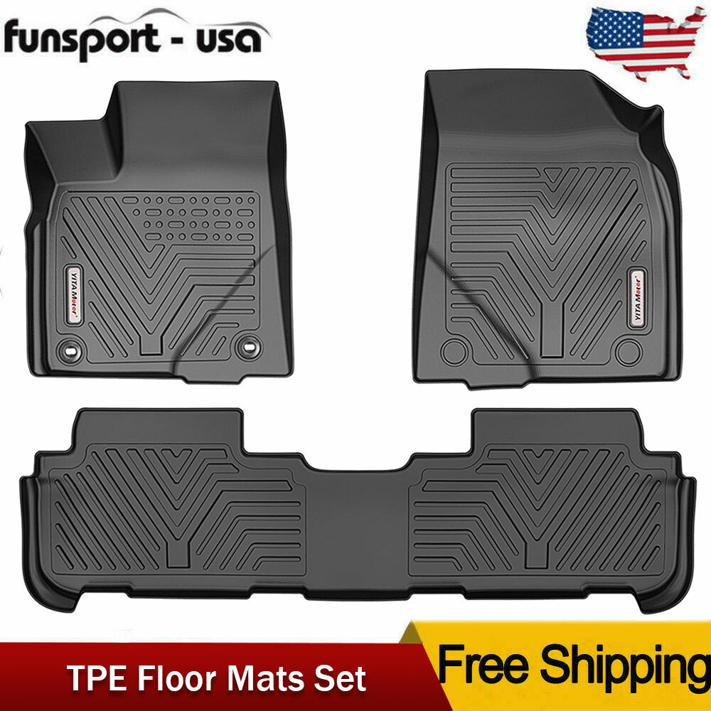 All Weather Floor Mats For 2014- 2019 Toyota Highlander TPE Rubber Floor Liners