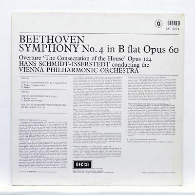SXL 6274 - SCHMIDT-ISSERSTEDT - BEETHOVEN symphony no.4 - DECCA LP