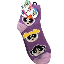 CARTOON NETWORK ~ THE POWER PUFF GIRLS FUZZY SOCKS PAIR ~ SIZE 9-13 ~FAST SHIP