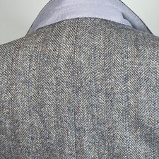 42 S VTG Blue Tweed Sport Coat Wool Blazer Jacket Suede Elbow Mr. Epstein