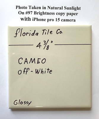 1 pc.  CAMEO - Off-White: 4-3/8'' Glossy Ceramic Tile by Florida Tile Co. NOS