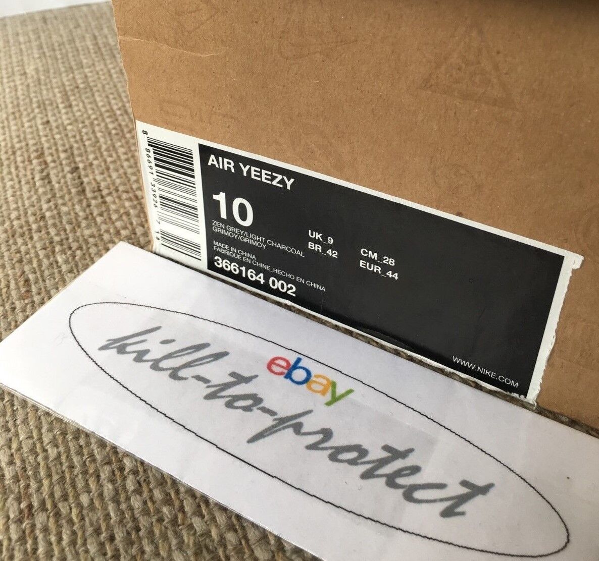NIKE AIR YEEZY 1 One ZEN GREY US 10 UK 9 Tan 366164-002 Glow NIKE AIR YEEZY 1 One ZEN GREY US 10 UK 9 Tan 366164-002 Glow