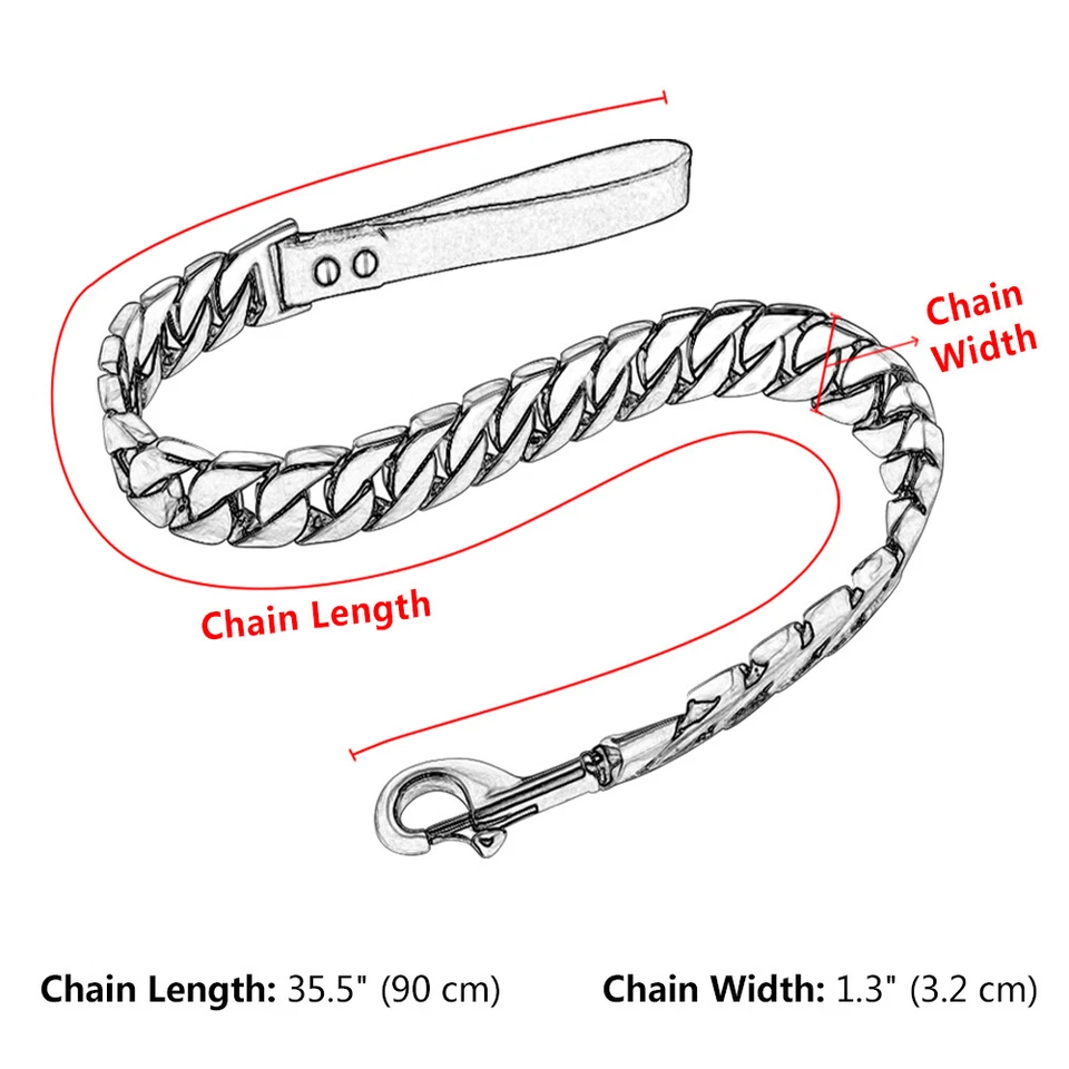 Pet Dog Chain Choker Collar and Leash Heavy Duty Gold Stainless Steel Collars - Image 2 of 4