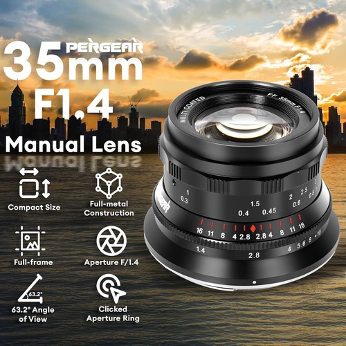 PERGEAR 35mm F1.4 Full-Frame Manual Focus Lens for L-Mount Mirrorless Cameras - Picture 2 of 9