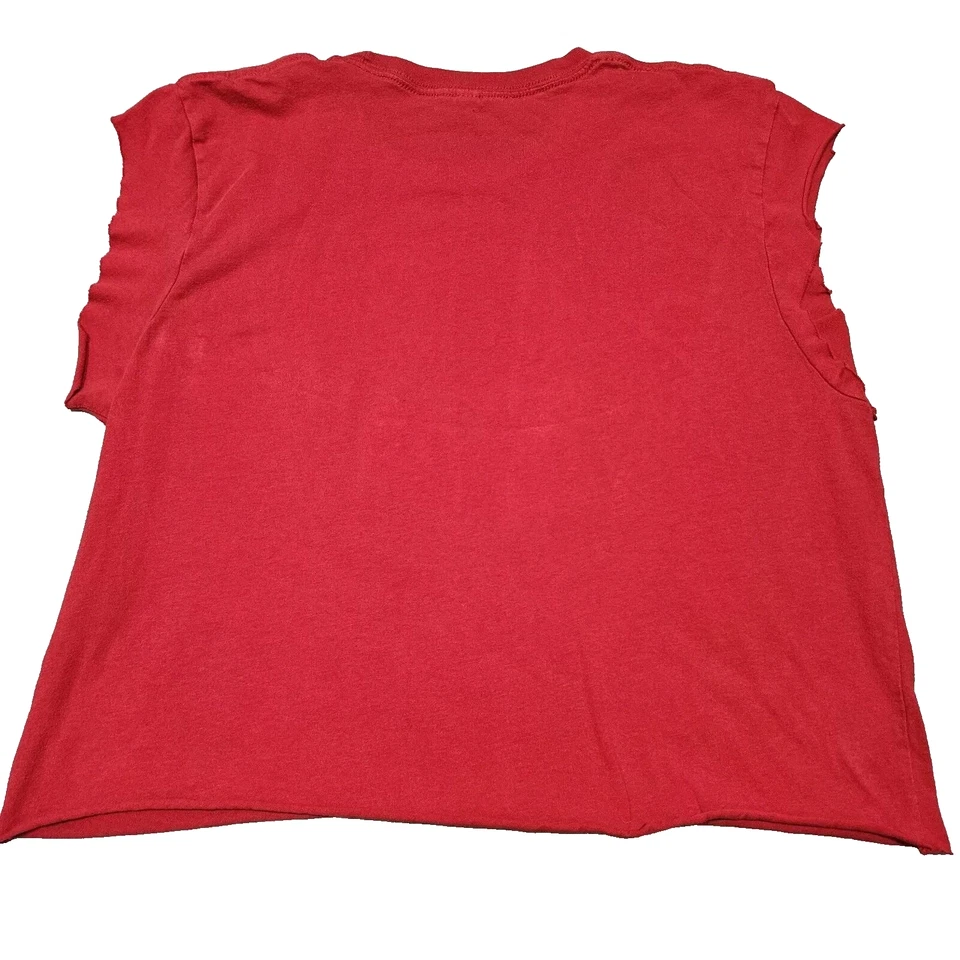 Willie Nelson T-shirt Adult Large Red Cut Off DIY Cropped Festival Party Beach - Image 3 of 4