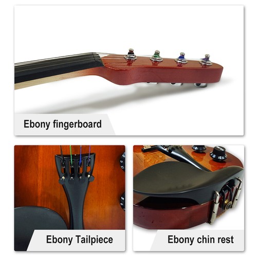 4 String Guitar Style Electric Violin 4/4 Solid Wood Violin With Shoulder Rest - Picture 12 of 14