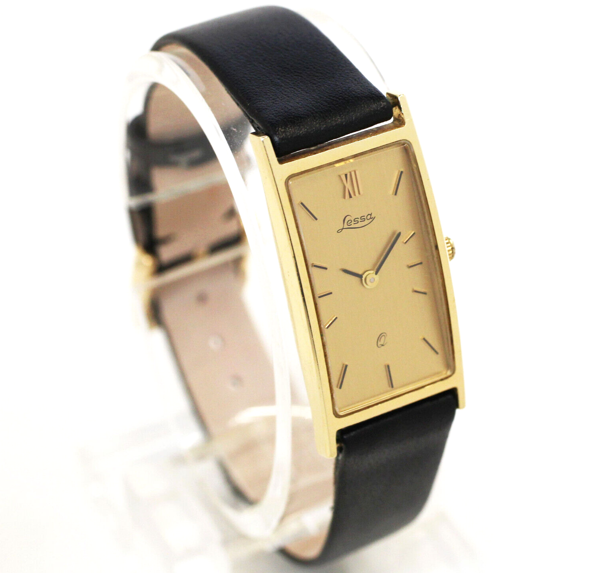 585 Gold Armbanduhr Damen Vergoldet Lessa Tank Quarz Damen
