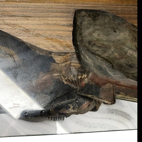19th CENTURY CHINESE QING CARVED PAINTED WOOD DRAGON SHELF GLASS TOP WEIGHS 17lb - Picture 13 of 16