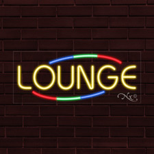 NEW "LOUNGE" w/COLOR BORDER 30x12x1 INCH LED FLEX WINDOW/WALL INDOOR SIGN 30828