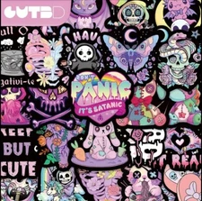 10pcs Adorable Goth Dead Inside Stickers- Scrapbook, Journal, DIY Crafts & Cards